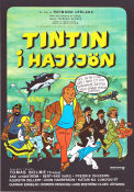 Tintin i Hajsjön 1972 poster Tintin Thomas Bolme Raymond Leblanc Filmen från: Belgium Animerat Från serier Fiskar och hajar
