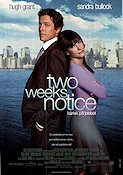 Two Weeks Notice 2002 poster Hugh Grant Sandra Bullock Alicia Witt Marc Lawrence