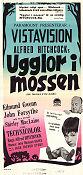 Ugglor i mossen 1955 poster John Forsythe Shirley MacLaine Edmund Gwenn Alfred Hitchcock