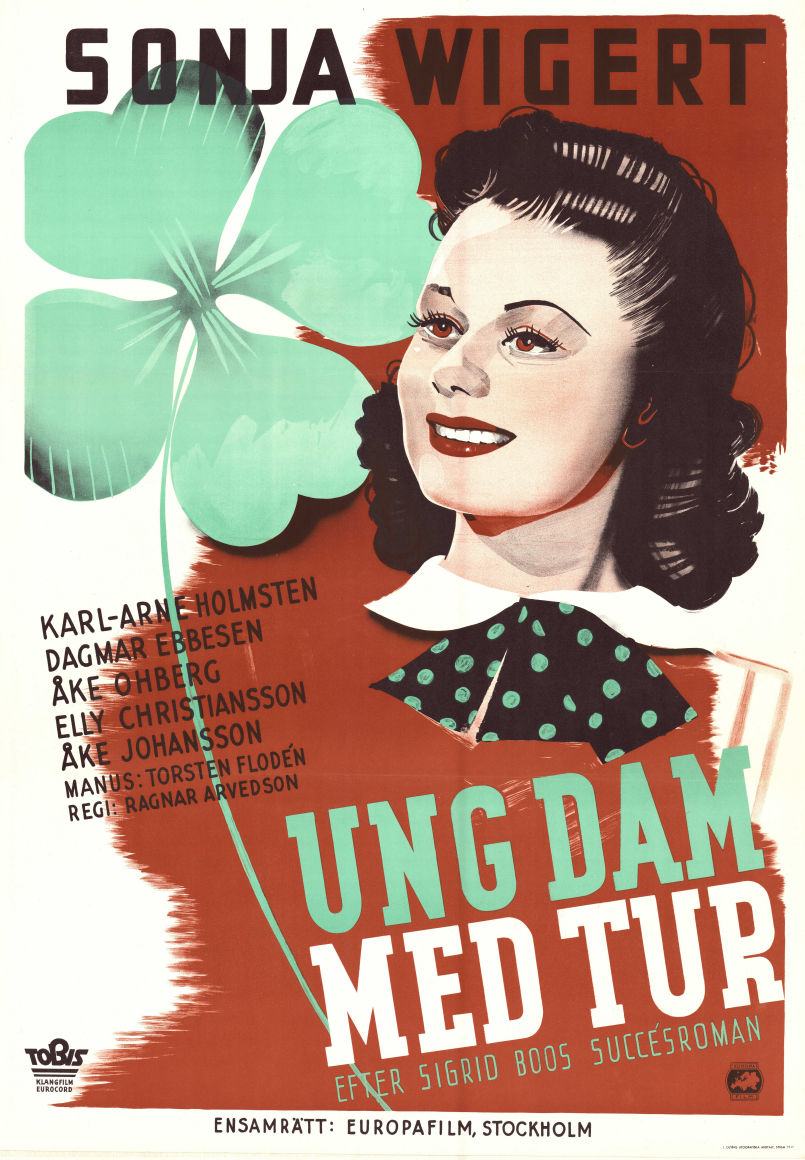 Ung dam med tur 1941 poster Sonja Wigert Karl-Arne Holmsten Ragnar Arvedson Eric Rohman art Hitta mer: Large poster