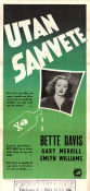 Utan samvete 1951 poster Bette Davis Gary Merrill Emlyn Williams Irving Rapper Film Noir