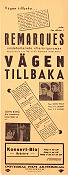 Vägen tillbaka 1937 poster John King James Wahle Text: Erich Maria Remarque Krig