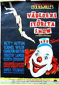 Världens största show 1952 poster Charlton Heston Betty Hutton Cornel Wilde James Stewart Cecil B DeMille Cirkus