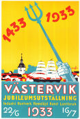 Västervik 1433-1933 jubileumsutställning 1933 affisch 