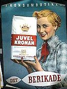 Juvelkronan äkta kärnvetemjöl Konsumbutiker 1949 affisch Mat och dryck