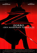 Zorro den maskerade hämnaren 1998 poster Antonio Banderas Anthony Hopkins Catherine Zeta-Jones